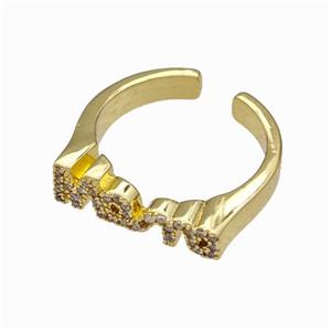 Copper Rings Pave Zirconia Gold Plated, approx 5-19mm, 18mm dia [FN42689]