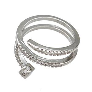 Copper Rings Pave Zirconia Platinum Plated, approx 12mm, 18mm dia [FN42696]