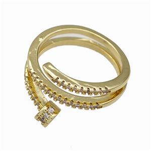 Copper Rings Pave Zirconia Gold Plated, approx 12mm, 18mm dia [FN42697]