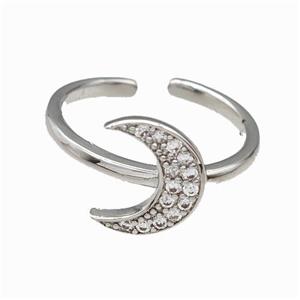 Copper Moon Rings Pave Zirconia Platinum Plated, approx 10-12mm, 18mm dia [FN42705]
