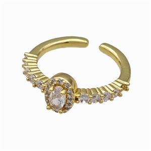 Copper Rings Pave Zirconia Gold Plated, approx 6-8mm, 18mm dia [FN42708]