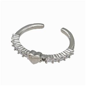 Copper Rings Pave Zirconia Heart Platinum Plated, approx 5mm, 18mm dia [FN42709]