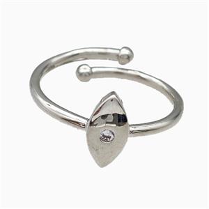 Copper Eye Rings Pave Zirconia Platinum Plated, approx 5.5-11mm, 18mm dia [FN42730]