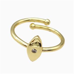 Copper Eye Rings Pave Zirconia Gold Plated, approx 5.5-11mm, 18mm dia [FN42731]