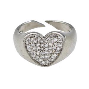 Copper Heart Rings Pave Zirconia Platinum Plated, approx 14mm, 18mm dia [FN42738]