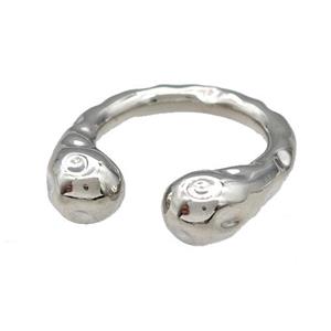 Copper Snake Rings Hammered Platinum Plated, approx 4-8mm, 18mm dia [FN42757]