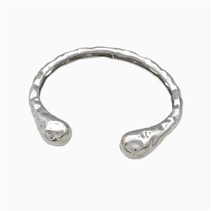 Copper Snake Bangle Hammered Platinum Plated, approx 6-11mm, 55-60mm dia [FN42759]
