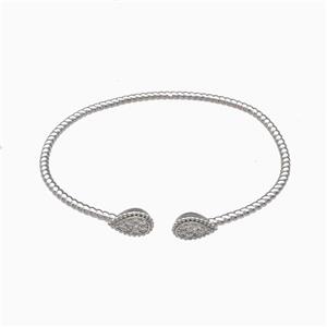Copper Bangle Pave Zirconia Teardrop Platinum Plated, approx 7-10mm, 50-55mm dia [FN42761]