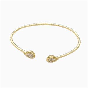 Copper Bangle Pave Zirconia Teardrop Gold Plated, approx 7-10mm, 50-55mm dia [FN42762]