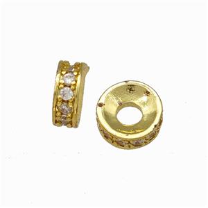 Copper Heishi Spacer Beads Pave Zirconia Gold Plated, approx 6mm [FN42769]