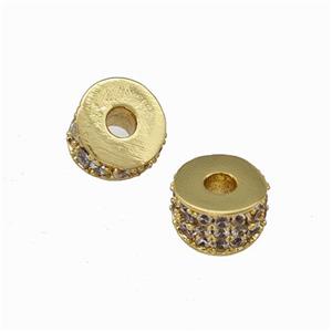 Copper Tube Spacer Beads Pave Zirconia Gold Plated, approx 6.5mm [FN42776]