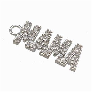 Copper MAMA Pendant Pave Zirconia Platinum Plated, approx 10-25mm [FN42779]