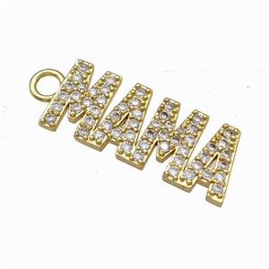 Copper MAMA Pendant Pave Zirconia Gold Plated, approx 10-25mm [FN42780]