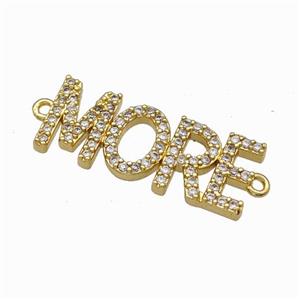 Copper MORE Connector Pave Zirconia Gold Plated, approx 10-25mm [FN42781]