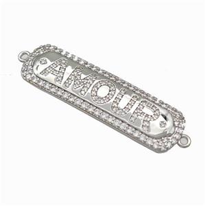 Copper AMOUR Connector Pave Zirconia Platinum Plated, approx 11-40mm [FN42784]