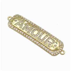 Copper AMOUR Connector Pave Zirconia Gold Plated, approx 11-40mm [FN42785]