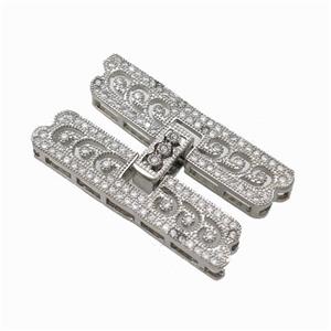 Copper Clasp Pave Zirconia Platinum Plated, approx 8-34mm [FN42788]