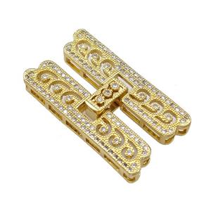 Copper Clasp Pave Zirconia Gold Plated, approx 8-34mm [FN42789]