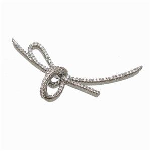 Copper Knot Connector Pave Zirconia Platinum Plated, approx 20-45mm [FN42790]