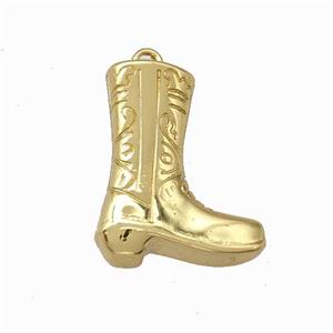 Cowboy Boot Charms Copper Shoe Pendant Gold Plated, approx 14-18mm [FN42803]