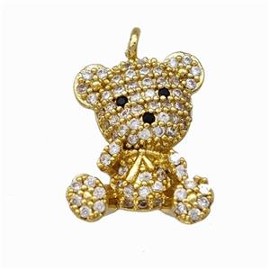 Copper Bear Pendant Pave Zirconia Gold Plated, approx 12.5-16mm [FN42807]
