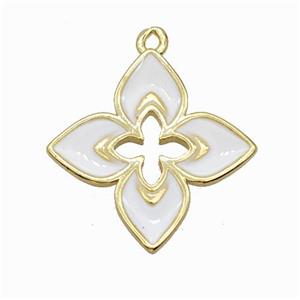 Copper Clover Pendant White Enamel Cross Gold Plated, approx 20mm [FN42821]