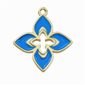 Copper Clover Pendant Blue Enamel Cross Gold Plated, approx 20mm [FN42824]