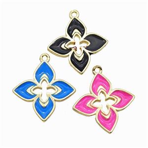 Copper Clover Pendant Enamel Cross Gold Plated Mixed, approx 20mm [FN42826]