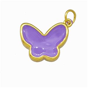 Copper Butterfly Pendant Lavender Enamel Gold Plated, approx 13-16.5mm [FN42837]