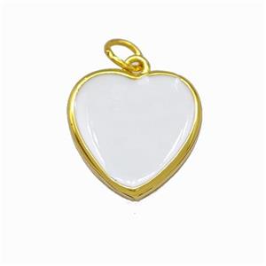 Copper Heart Pendant White Enamel Gold Plated, approx 15mm [FN42839]
