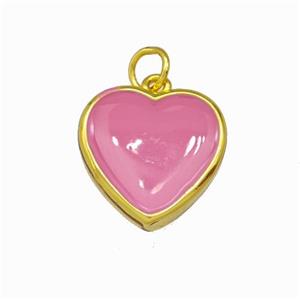 Copper Heart Pendant Pink Enamel Gold Plated, approx 15mm [FN42840]