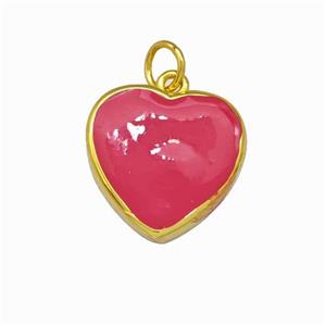 Copper Heart Pendant Red Enamel Gold Plated, approx 15mm [FN42841]
