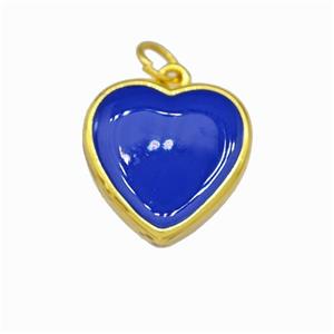 Copper Heart Pendant LapisBlue Enamel Gold Plated, approx 15mm [FN42842]