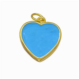Copper Heart Pendant Blue Enamel Gold Plated, approx 15mm [FN42843]
