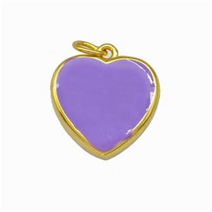 Copper Heart Pendant Lavender Enamel Gold Plated, approx 15mm [FN42844]