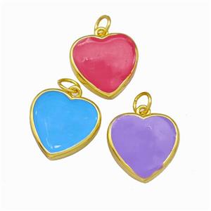 Copper Heart Pendant Enamel Gold Plated Mixed, approx 15mm [FN42845]