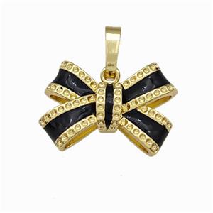 Copper Bow Pendant Black Enamel Gold Plated, approx 12.5-17mm [FN42854]
