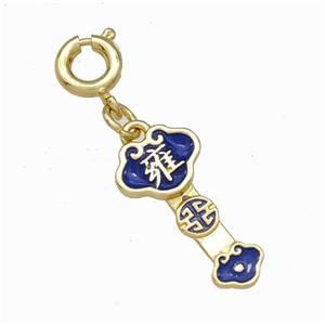 Copper Pendant Blue Enamel Gold Plated, approx 8.5-16mm, 6mm [FN42860]