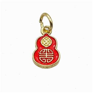 Copper Gourd Pendant Red Painted Gold Plated, approx 7-8mm [FN42872]
