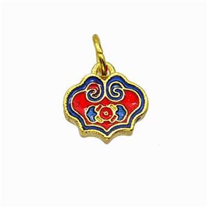 Copper Cloud Pendant Multicolor Painted Gold Plated, approx 8-9mm [FN42874]