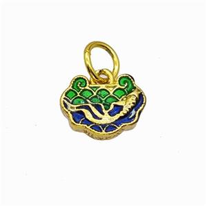 Copper Pendant Multicolor Painted Gold Plated, approx 8-9mm [FN42875]