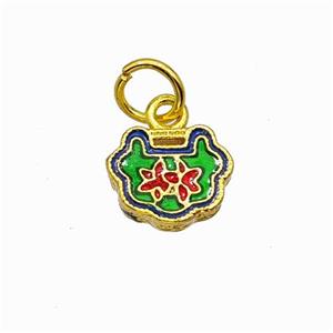 Copper Pendant Multicolor Painted Gold Plated, approx 8-9mm [FN42876]