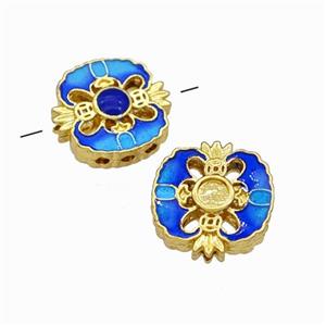 Copper Beads Blue Painted Gold Plated, approx 15-16mm [FN42886]
