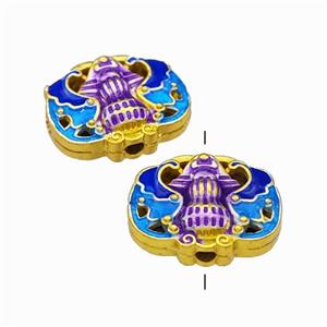 Copper Beads Multicolor Painted Gold Plated, approx 14-17mm [FN42887]