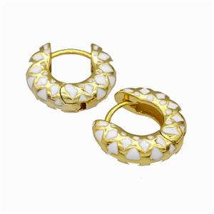 Copper Hoop Earring White Enamel Gold Plated, approx 5mm, 18.5mm dia [FN42891]