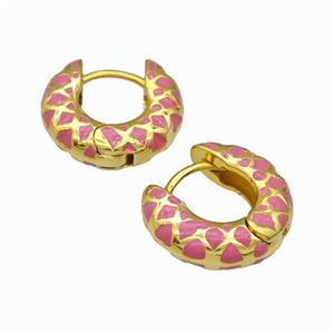 Copper Hoop Earring Pink Enamel Gold Plated, approx 5mm, 18.5mm dia [FN42892]
