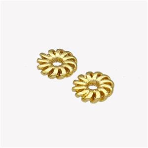 Copper Daisy Spacer Beads Gold Plated, approx 6mm [FN42906]