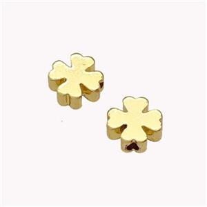 Copper Clover Beads Gold Plated, approx 6mm [FN42921]