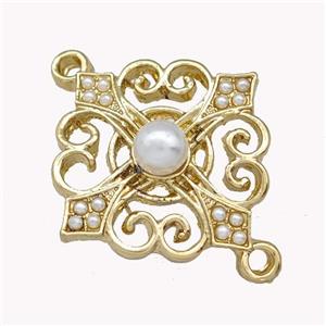 Copper Cross Connector Pave Pearlized Resin Gold Plated, approx 28mm [FN42942]