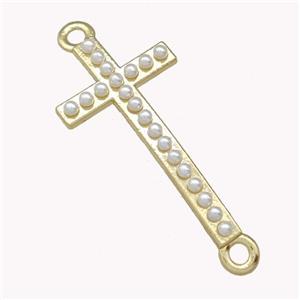 Copper Cross Connector Pave Pearlized Resin Gold Plated, approx 16-30mm [FN42943]